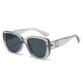 Classic cat-eye oversized sunglasses in translucent grey with H metal decoration - Transparent Grey Frame Grey Lens