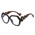 Montatura quadrata oversize tartarugata chic con aste traforate e lenti anti-luce blu - Montatura Tartarugata Lente Chiara