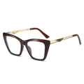 Occhiali anti luce blu stile cat-eye con montatura bordeaux e stanghette dorate - Montatura Tè Scuro Lenti Bianche