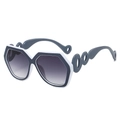 Lunettes de soleil hexagonales à monture blanche avec branches évidées uniques - Monture Gris Blanc Verres Double Gris