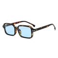 Modern tortoiseshell square sunglasses with light blue lenses and silver metal trim accents - Regular / Regular (Inc. 13% VAT) Leopard Frame Blue Lenses