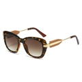 Schicke Oversize-Sonnenbrille mit Schildpatt-Muster, braunem Verlauf und Metallbügeln - Leopard-Rahmen Braune Verlaufsgläser