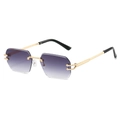 Polygonal rimless sunglasses featuring purple gradient lenses and gold metal temples - Gold Frame Gradient Gray Lens