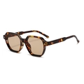 Retro tortoiseshell square sunglasses with light brown lenses and metal rivet details - Tortoise Frame Champagne Lens