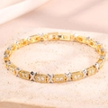 Luxury gold and silver X-link bracelet with pave-set zircons on textured stone - Two-tone Silver X