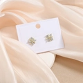 Cross X-shaped gold-plated stud earrings with sparkling cubic zirconia on champagne satin - Gold (EP6057A)