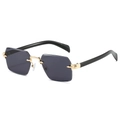 Lunettes de soleil carrées sans monture avec verres gris foncé et métal doré - Standard / Monture Dorée Verres Gris
