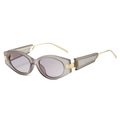 Cat eye sunglasses with grey frosted frames and gold metal temples in a modern design - Regular / Grey Frame Light Grey Lens