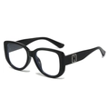 Occhiali da sole cat-eye neri oversize con dettaglio cerniera a forma di H in metallo argento - Montatura Nera Lenti Trasparenti