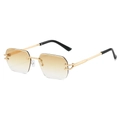 Chic rimless polygon sunglasses with brown gradient lenses and gold engraved metal frame - Regular / Standard Gold Frame Yellow Lenses (Incl. 13% VAT)