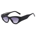 Gafas de sol retro de ojo de gato con montura negra gruesa y lentes degradadas moradas - Régulier / Negro Brillante/Lente Gris