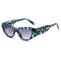 Chic mosaic pattern cat eye sunglasses with purple gradient lenses and thick frame - Regular / Blue Floral Frame Gray Lens