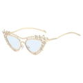 Occhiali da sole cat eye con montatura dorata, lenti blu e accenti floreali di cristallo - Standard / Standard montatura dorata lenti blu (incl. IVA 13%)
