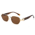 Lunettes de soleil carrées en métal avec monture dorée et branches en écaille - Standard / Régulier (TVA 13 % incluse) monture dorée avec verres thé unis
