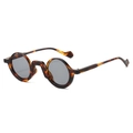 Vintage round tortoiseshell sunglasses with dark grey lenses in high-quality acetate - Leopard Frame Grey Lens