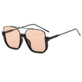 Retro Oversize-Metallsonnenbrille mit Doppelsteg und hellorangen Gläsern - Schwarzer Rahmen Orange Gläser