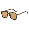 Retro square double bridge sunglasses in tortoiseshell frame and amber lenses - Yellow Tortoise Frame Tea Lens