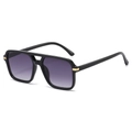 Retro square double bridge sunglasses with black frames and purple gradient lenses - Black Frame Purple Gradient Lens