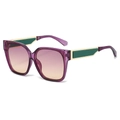 Square oversized sunglasses with purple translucent frame and gradient purple lenses - Purple Frame Pink Tea Lenses