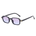 Gafas de sol cuadradas retro con montura negra y lentes degradadas en violeta-azul - Montura Gris Lentes Púrpura Azul