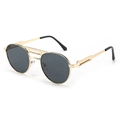 Lunettes de soleil rétro punk en métal avec branches à ressort et verres anti-UV - Monture Dorée Verres Gris