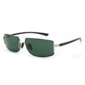 Lunettes de soleil homme en aluminium-magnésium avec verres polarisés vert foncé et monture argent - Monture Argent Verres Verts