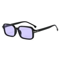 Chic square black frame sunglasses with trendy light purple translucent lenses and metal trim - Regular / Standard (Incl. 13% VAT) Black Frame Purple Lenses