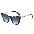 Cat eye sunglasses with tortoiseshell frame, gold hollow metal temples and gray lenses - Regular / Regular (VAT Included) Blue Floral / Double Grey Lenses