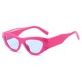 Retro cat-eye sunglasses with thick magenta pink frames and translucent blue lenses - Regular / Rose Red Frame Blue Lens