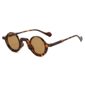 Retro round tortoise shell sunglasses with brown lenses and premium frame texture - Floral Print Frame Champagne Lens
