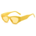 Retro cat-eye sunglasses with thick yellow frames and matching tinted lenses in punk style - Regular / Yellow Frame Yellow Lens