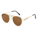 Vintage punk metal sunglasses with round tea lenses and golden spring frame - Gold Frame Tea Lens