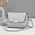 Light gray minimalist crossbody bag with chain strap and gold hardware detail - Gray