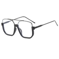 Retro double-bridge metal sunglasses with oversized black frames and thin temples - Black Frame Clear Lenses