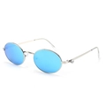 Occhiali da sole ovali hip-hop con montatura in metallo argento e lenti blu specchiate con strass - Standard / Regolare (13% IVA inclusa) montatura argento e lenti blu
