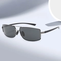 Lunettes de soleil rectangulaires en aluminium magnésium avec verres gris et monture noire - Monture Gunmetal Verres Gris