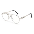 Classic silver metal punk sunglasses with retro round frames and UV protection - Silver Frame Clear Lenses