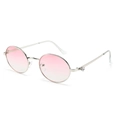 Occhiali da sole ovali in metallo argento con lenti sfumate rosa e cristallo a cuore - Standard / Montatura argento con lenti rosa sfumate
