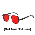 Steampunk sunglasses with black metal frame and translucent red lenses for men - Standard (stainless Steel) / Regular (Incl. 13% VAT) Black Frame Red Lenses