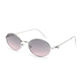 Occhiali da sole ovali in metallo argento con lenti sfumate viola-rosa e strass - Standard / Standard (incl. 13% tasse), montatura argento con lenti sfumate grigio-rosa