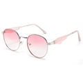 Ovale silberne Metall-Sonnenbrille mit rosa Verlaufsgläsern und geometrischen Bügeln - Normal / Silberner Rahmen mit rosa Verlaufsgläsern