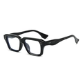 Classic glossy black square sunglasses with vintage metal rivet accents on the frame - Glossy Black Frame / Clear Lenses