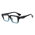 Square arrow sunglasses with black to blue gradient thick frame and clear lenses - Black Blue Gradient Frame Clear Lens
