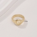 Golden watch dial style alloy ring with textured band and 1.75cm inner diameter size - Size 7 (Inner Diameter 1.75cm) / Gold