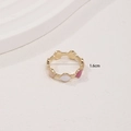Emaillierter Herzring mit rosa-weißem Farbmuster, 1,6 cm Innendurchmesser - Innendurchmesser 1,6 cm (Größe 6) / Rosa Weiß Gold (Mehrfarbig)