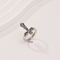 Vintage silver cross ring with gothic embossed texture on a minimalist white background - Size 7 (Inner Diameter 1.75cm) / Antique Silver