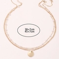 Conjunto de collares dorados de doble capa con perlas y colgantes de 38cm y 45cm - 38+7cm/45+7cm / Dorado