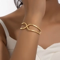 Minimalistische goudvergulde open armband met gekruist ontwerp voor trendy vrouwen - Goud (S002)
