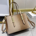 Elegant khaki faux leather shoulder bag with lizard embossed texture and gold hardware - Khaki