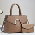 Ensemble sac bandoulière deux pièces à motif serpent avec boucle métal et pochette - Khaki